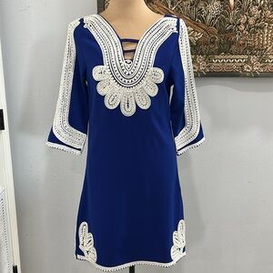 Camilla Tree Royal Blue Embroidered Midi.‎ Size S/P